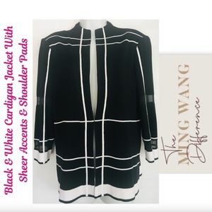 Gently Worn Condition Excellent Ming Wang Black & White Cardigan Jacket.
